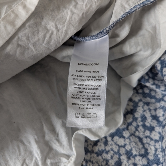 UpWest Linen Cotton Blue White Floral Maxi Dress - Women's Small - Picture 11 of 11